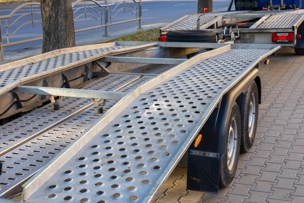Empty flatbed trailer